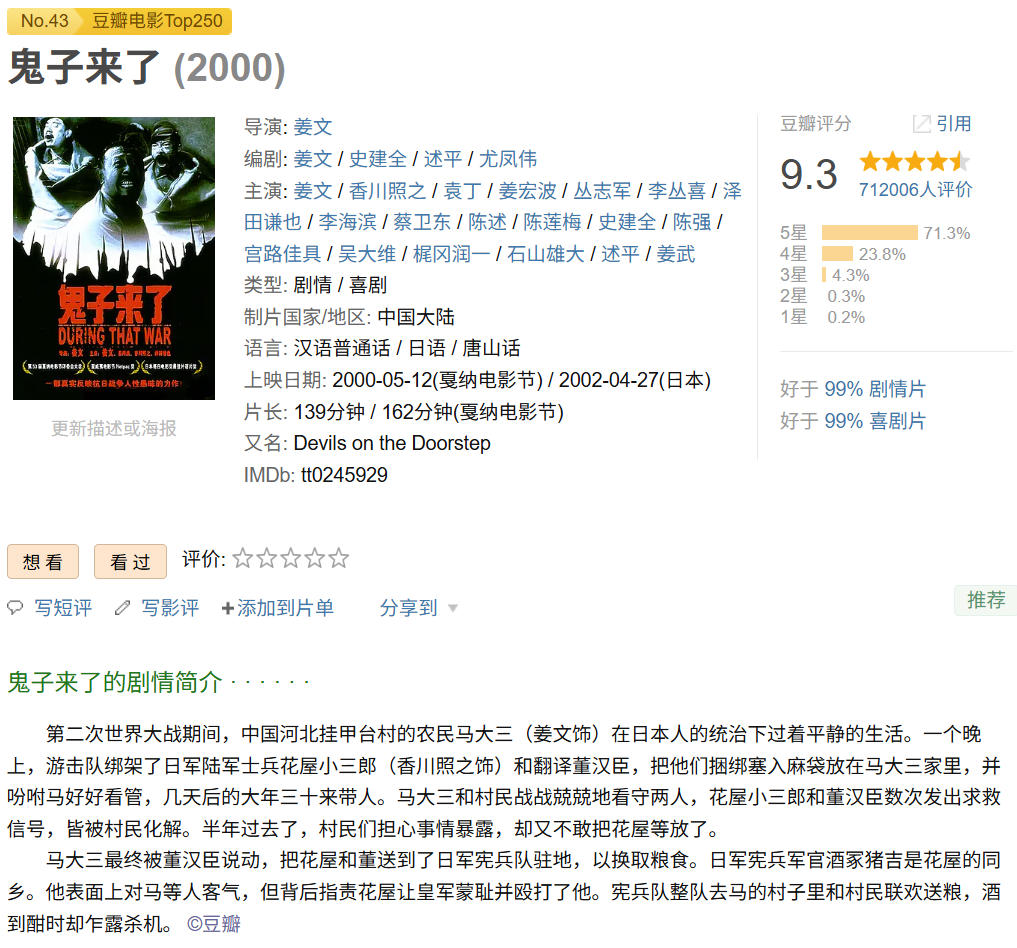 鬼子来了（2000）戛纳完整版